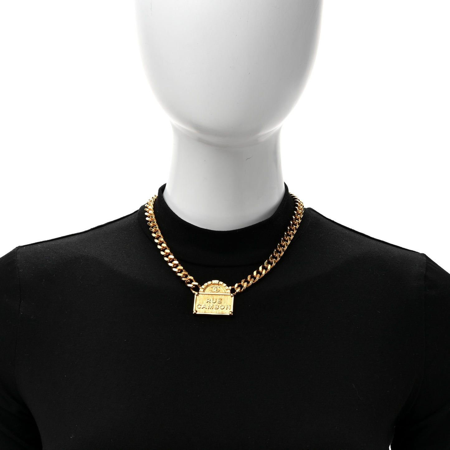 Metal Chain Link CC Rue Cambon Choker Necklace Gold