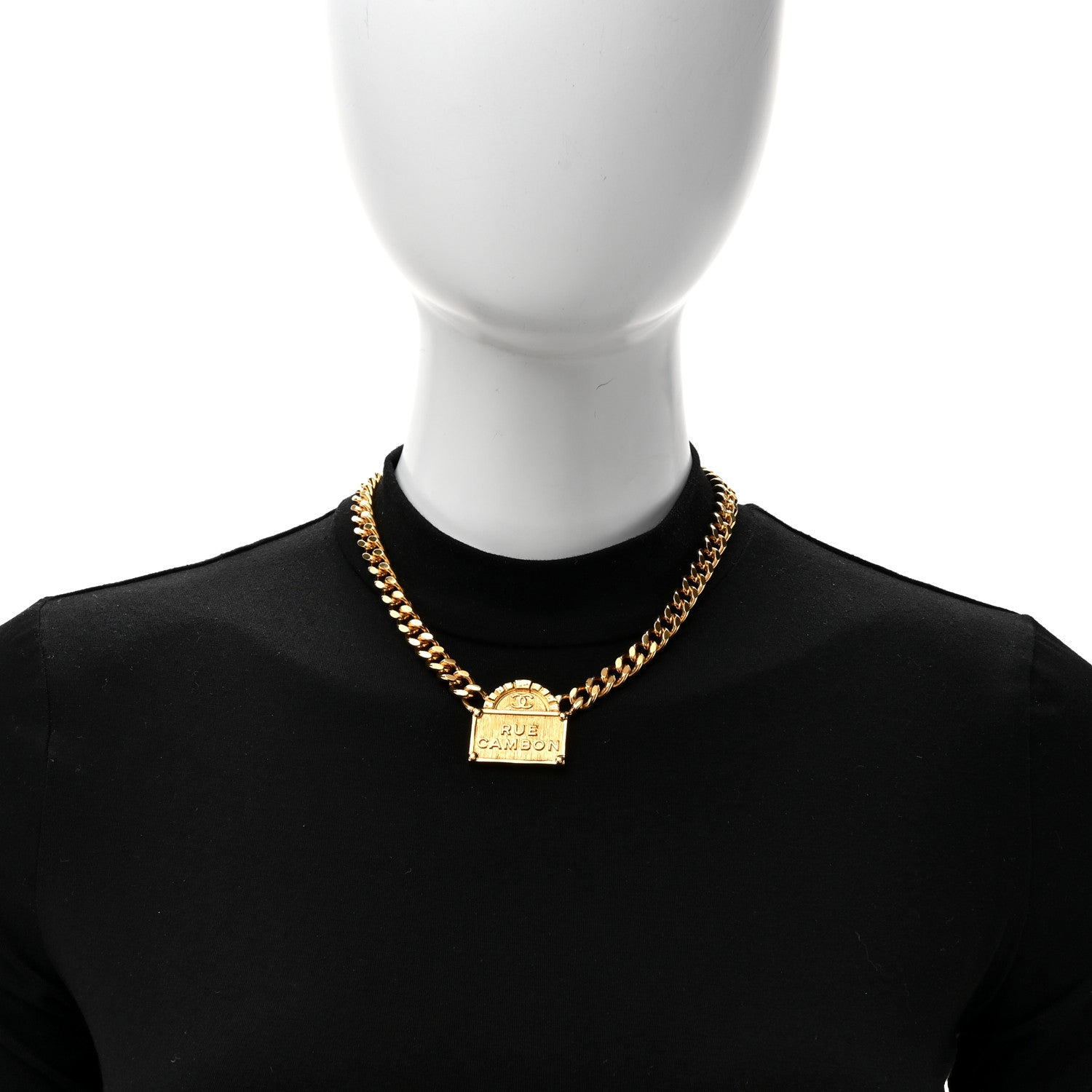 Chanel Metal Chain Link CC Rue Cambon Choker Necklace Gold 3 of 4