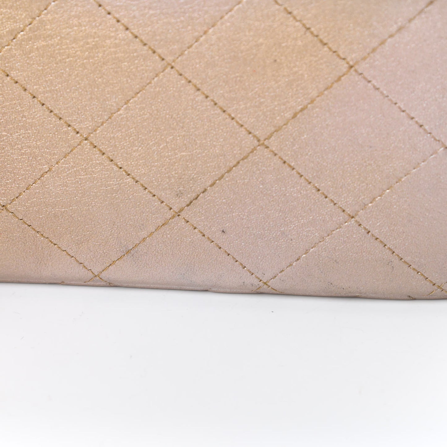 Metallic Lambskin Quilted Jumbo Double Flap Gold