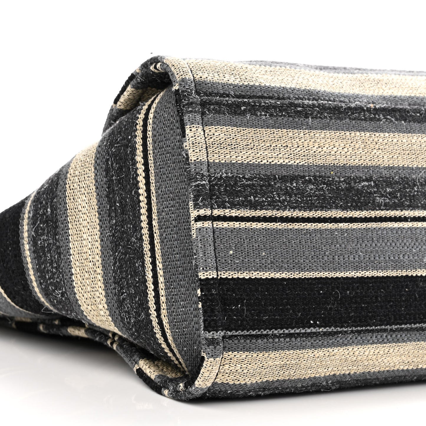 Striped Canvas Medium Deauville Tote Black