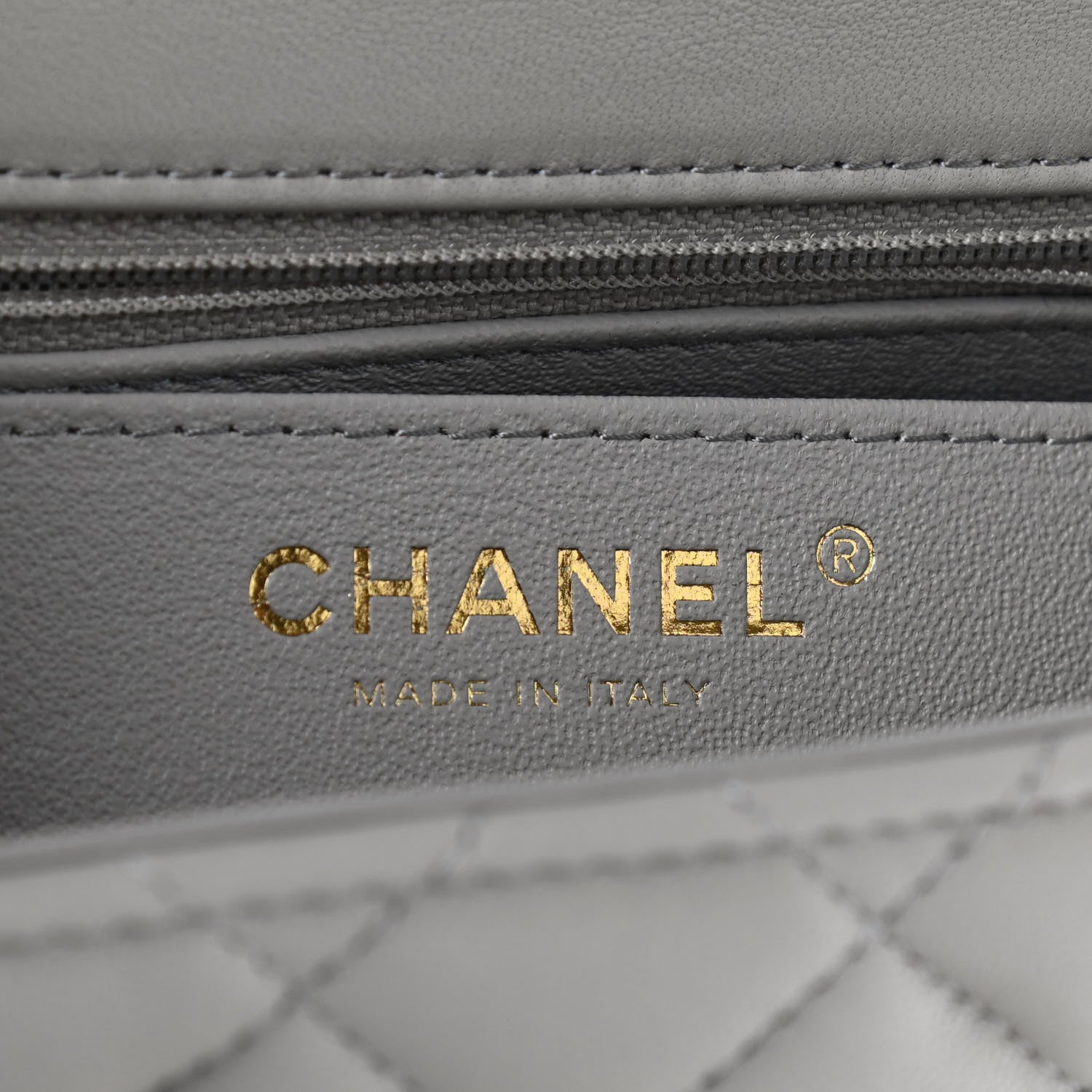 Chanel Lambskin Quilted Mini Square Flap Light Grey 6 of 9