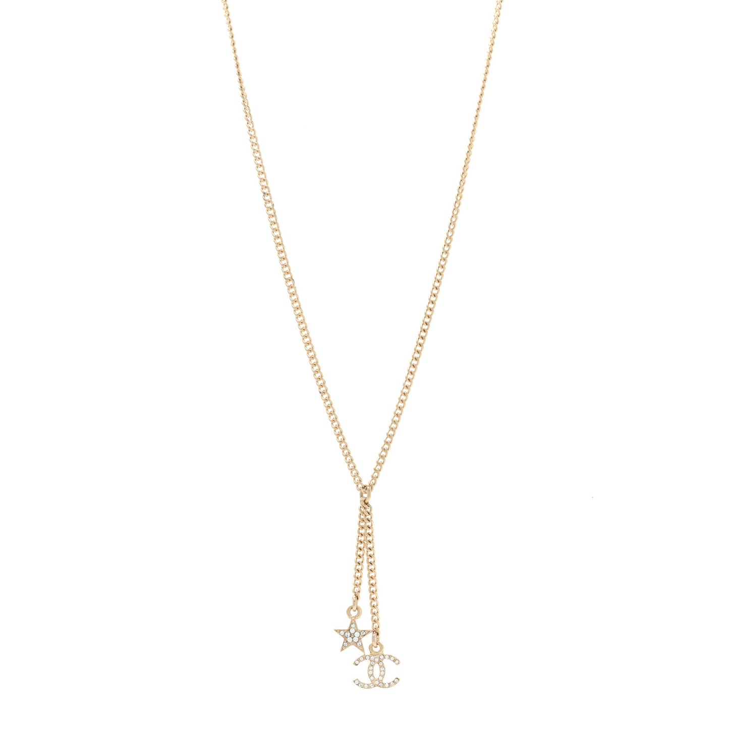 Pearl Crystal CC Star Necklace Gold