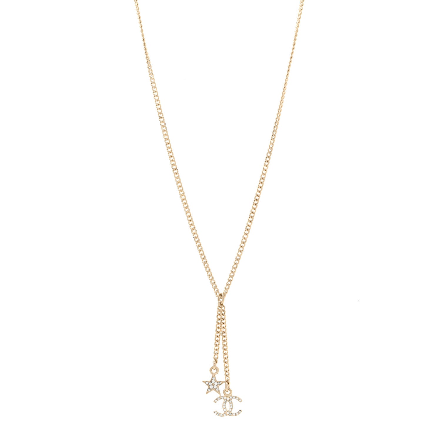 Chanel Pearl Crystal CC Star Necklace Gold 1 of 6