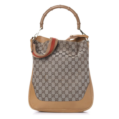 Gucci Monogram Large Bamboo Top Handle Bag Tan 1 of 19
