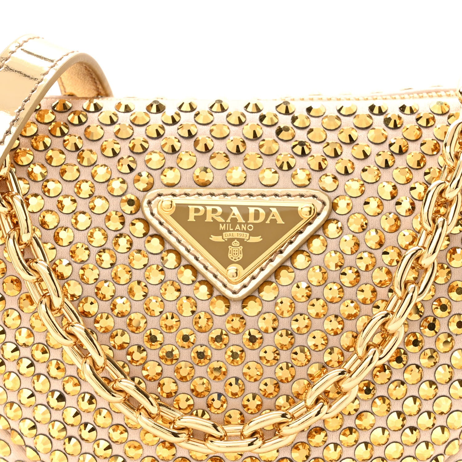 Prada Satin Crystal Triangle Crossbody Pouch Platino 8 of 10