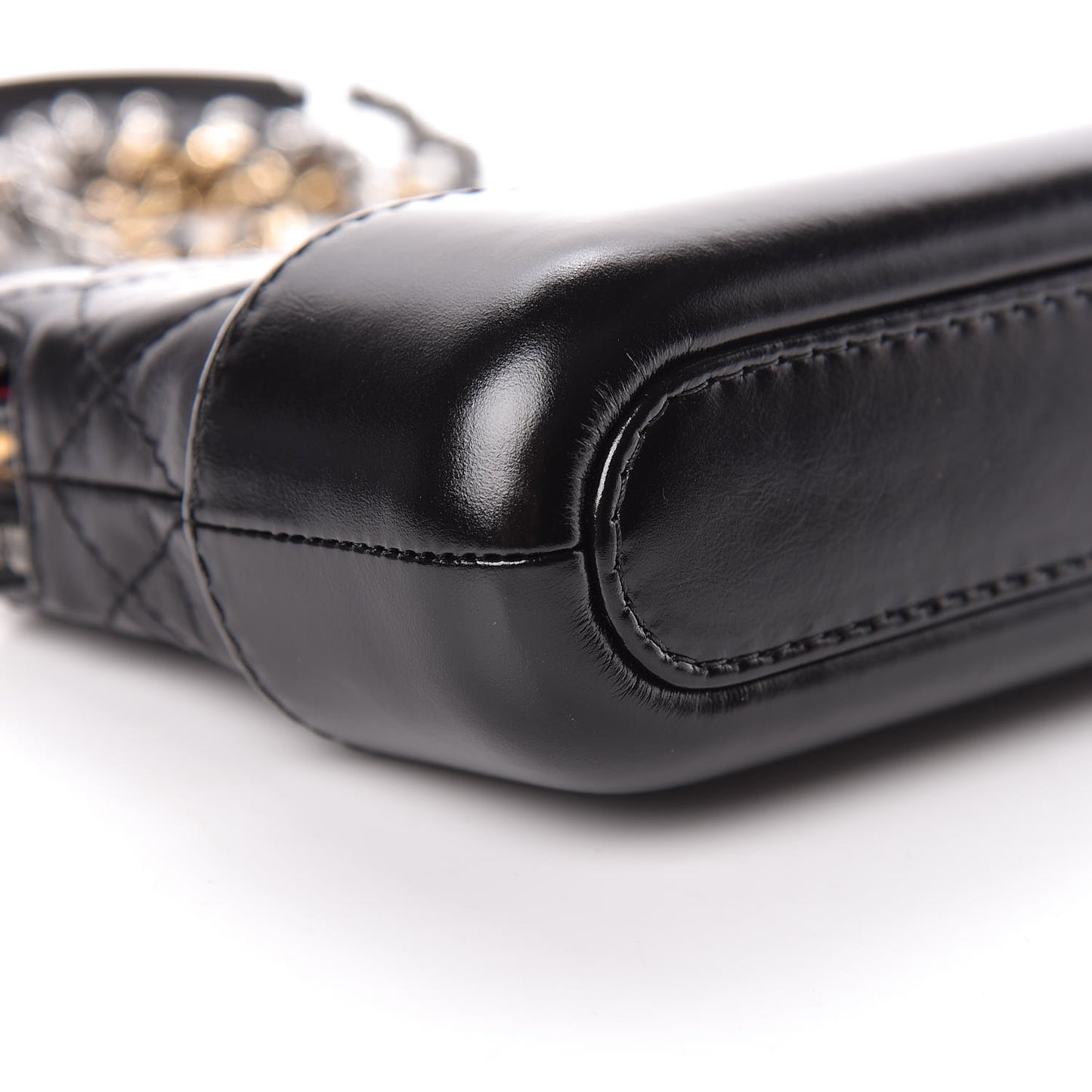 Aged Calfskin Quilted Small Gabrielle Clutch With Chain Black
