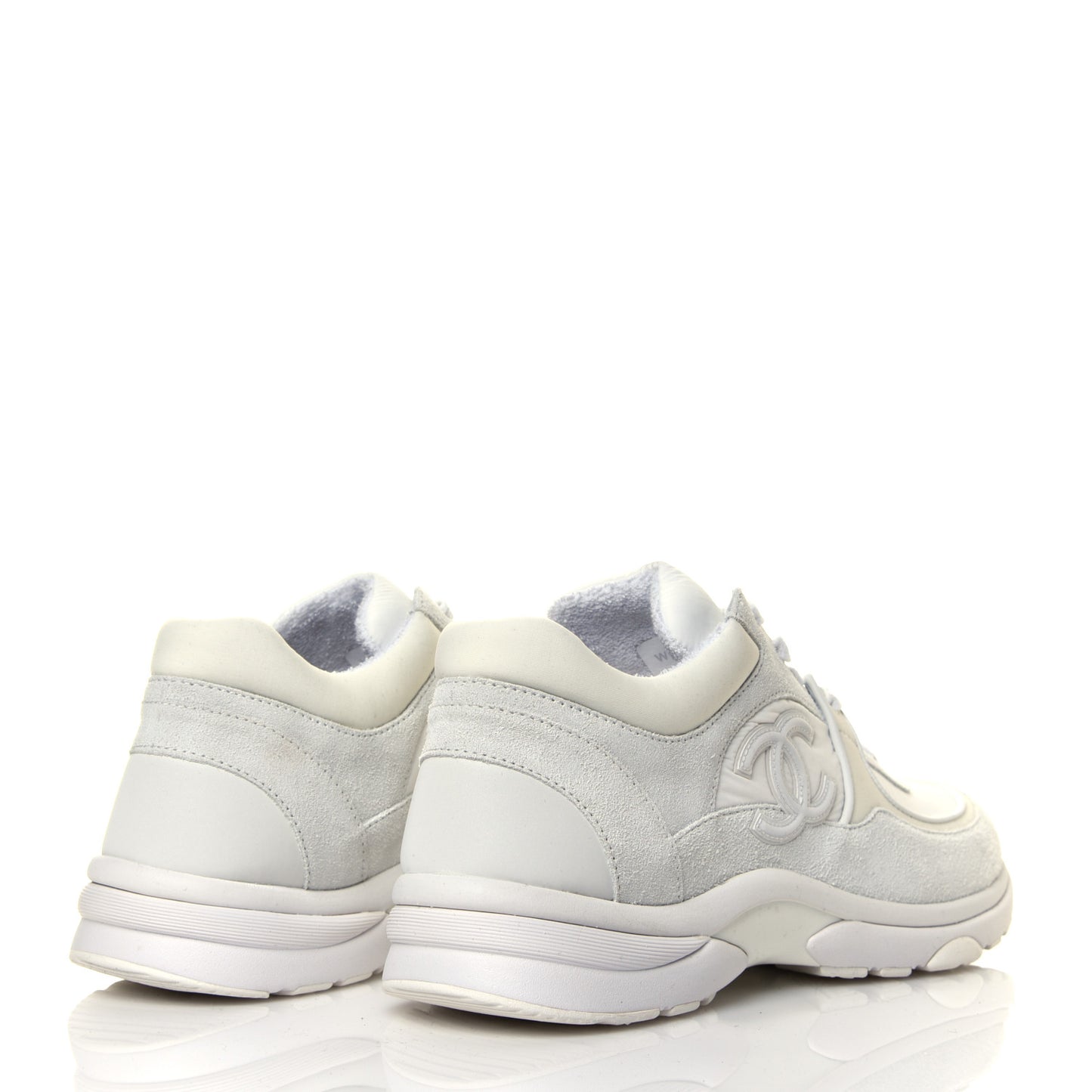 Suede Calfskin Fabric CC Sneakers 40.5 White