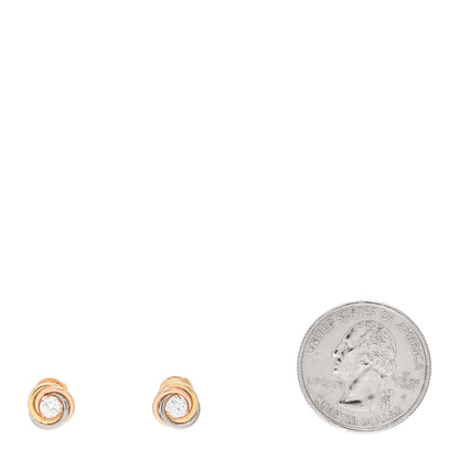 Cartier 18K Pink Yellow White Gold Diamond .36ctw Trinity De Cartier Stud Earrings 2 of 5