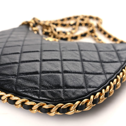 Chanel Shiny Crumpled Lambskin Quilted Large Trendy Chain Around Hobo Black 9 of 9