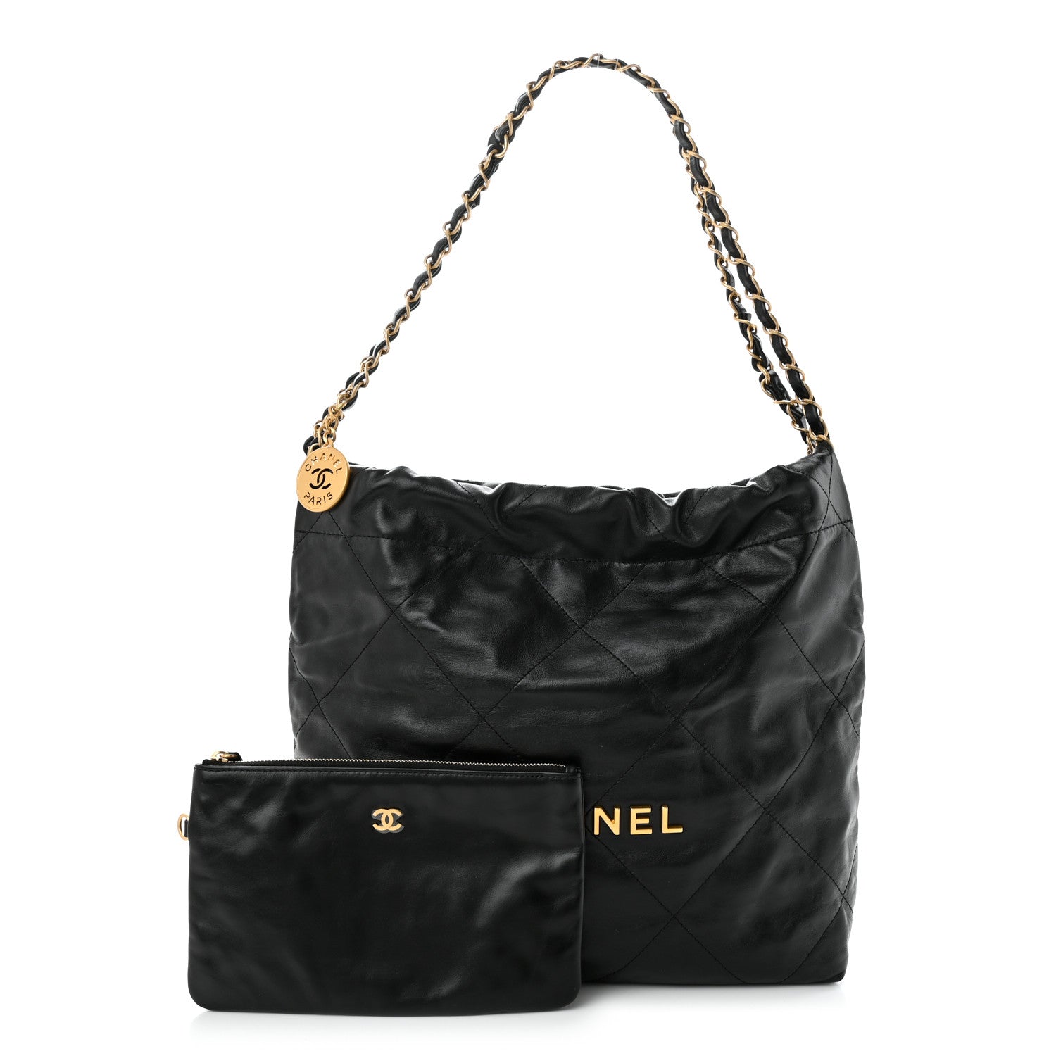 Chanel Shiny Calfskin Quilted Small Chanel 22 Black 1 of 11