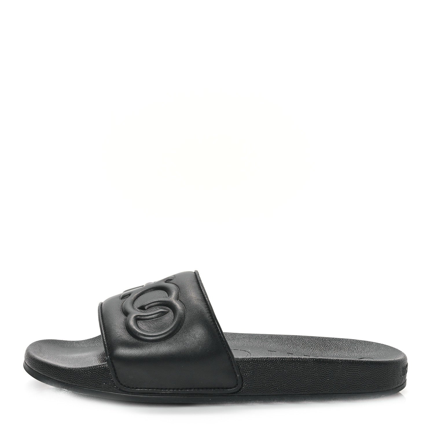 Jimmy Choo Nappa Embossed Logo Azari Slide Sandals 40 Black 1 of 10
