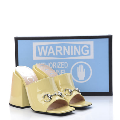 Gucci Patent Lexi Horsebit High-Heel Slide Sandals 38 Burro 8 of 8