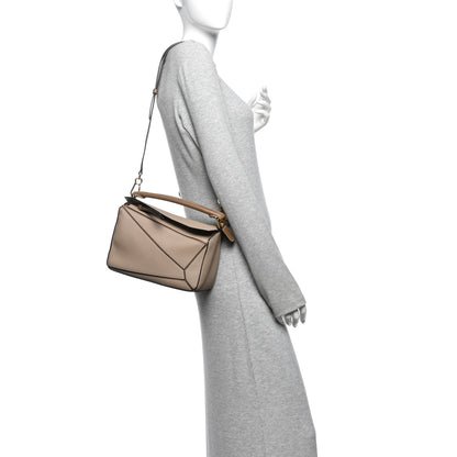 Loewe Grained Calfskin Small Puzzle Bag Sand Mink 2 of 11