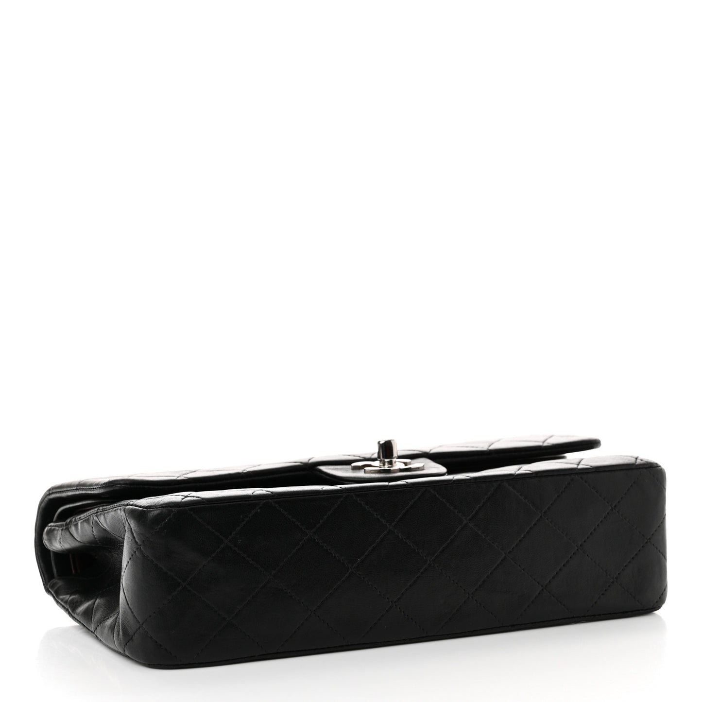 Lambskin Quilted Medium Double Flap Black