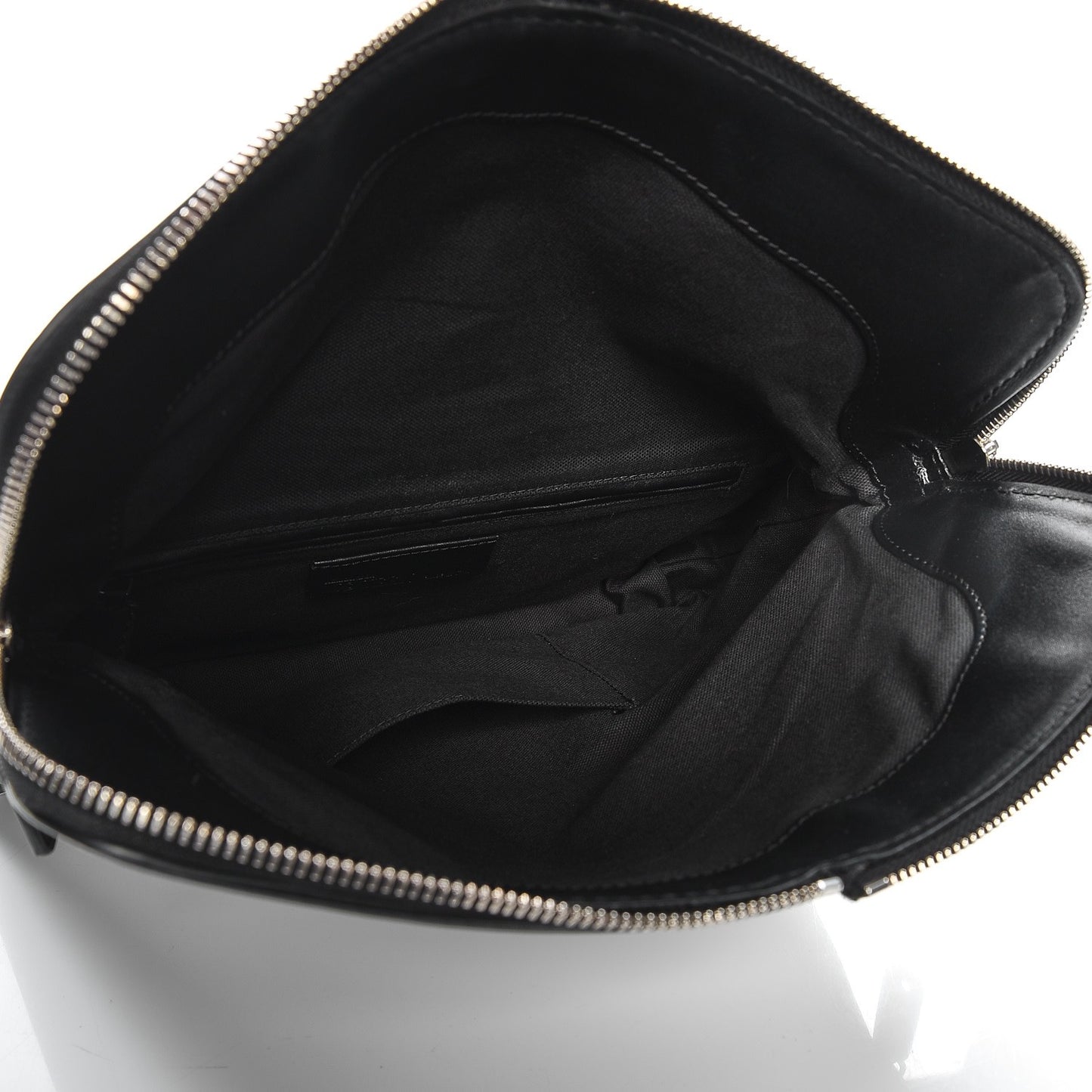 Calfskin Studded Padlock Skull Clutch Black