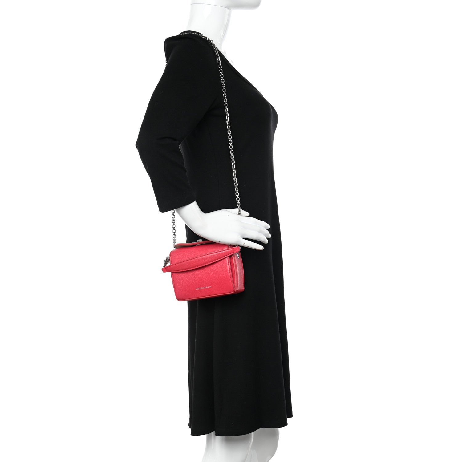 Alexander McQueen Silky Amish Grain Calfskin Box Shoulder Bag 19 Red 3 of 10