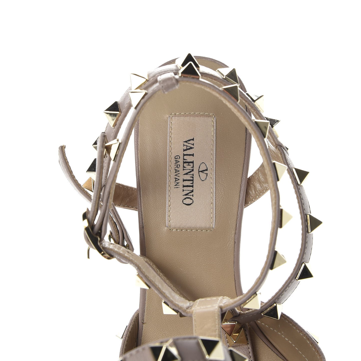 Patent Rockstud Ankle Strap 65mm Pumps 36 Poudre