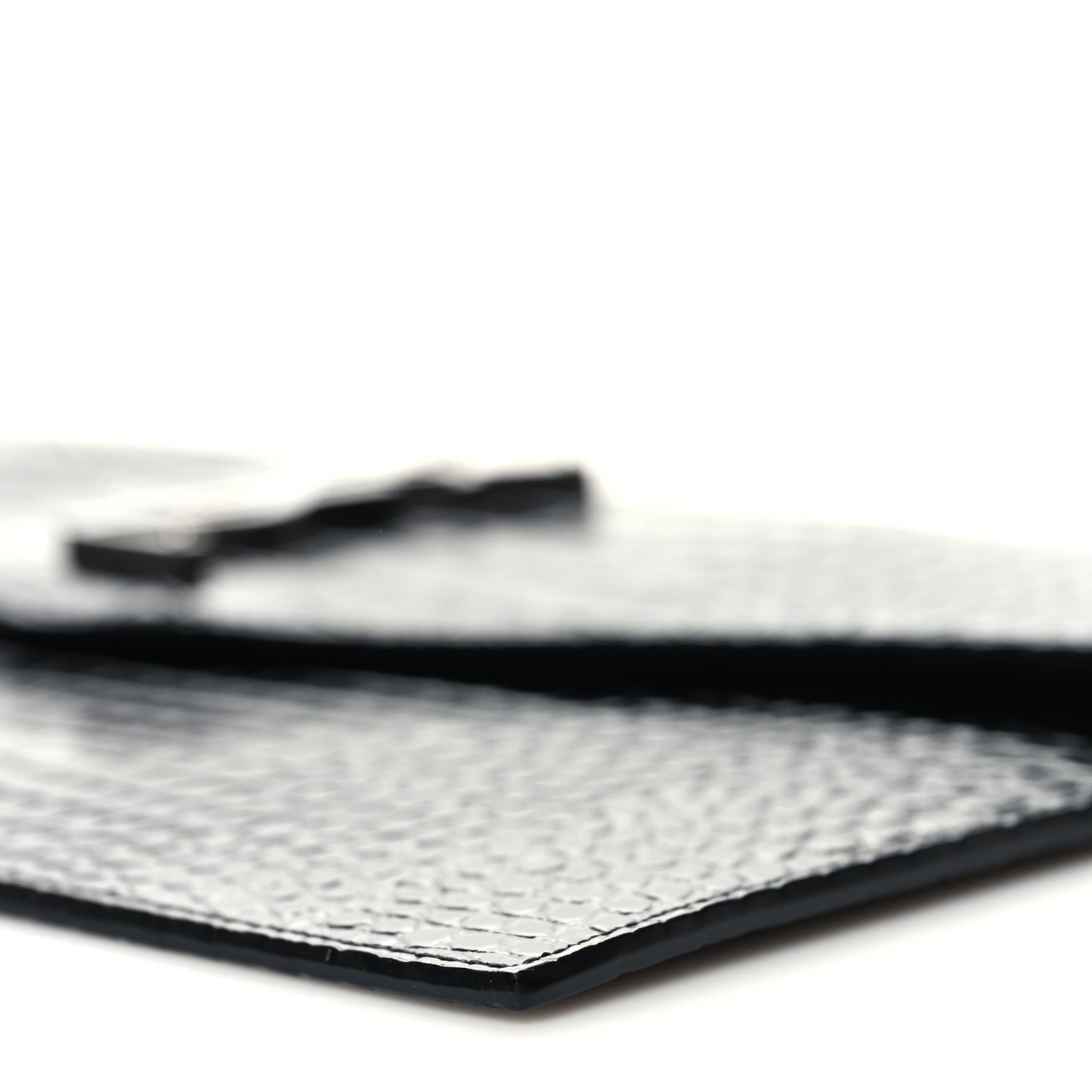 Calfskin Crocodile Embossed Uptown Monogram Clutch Black