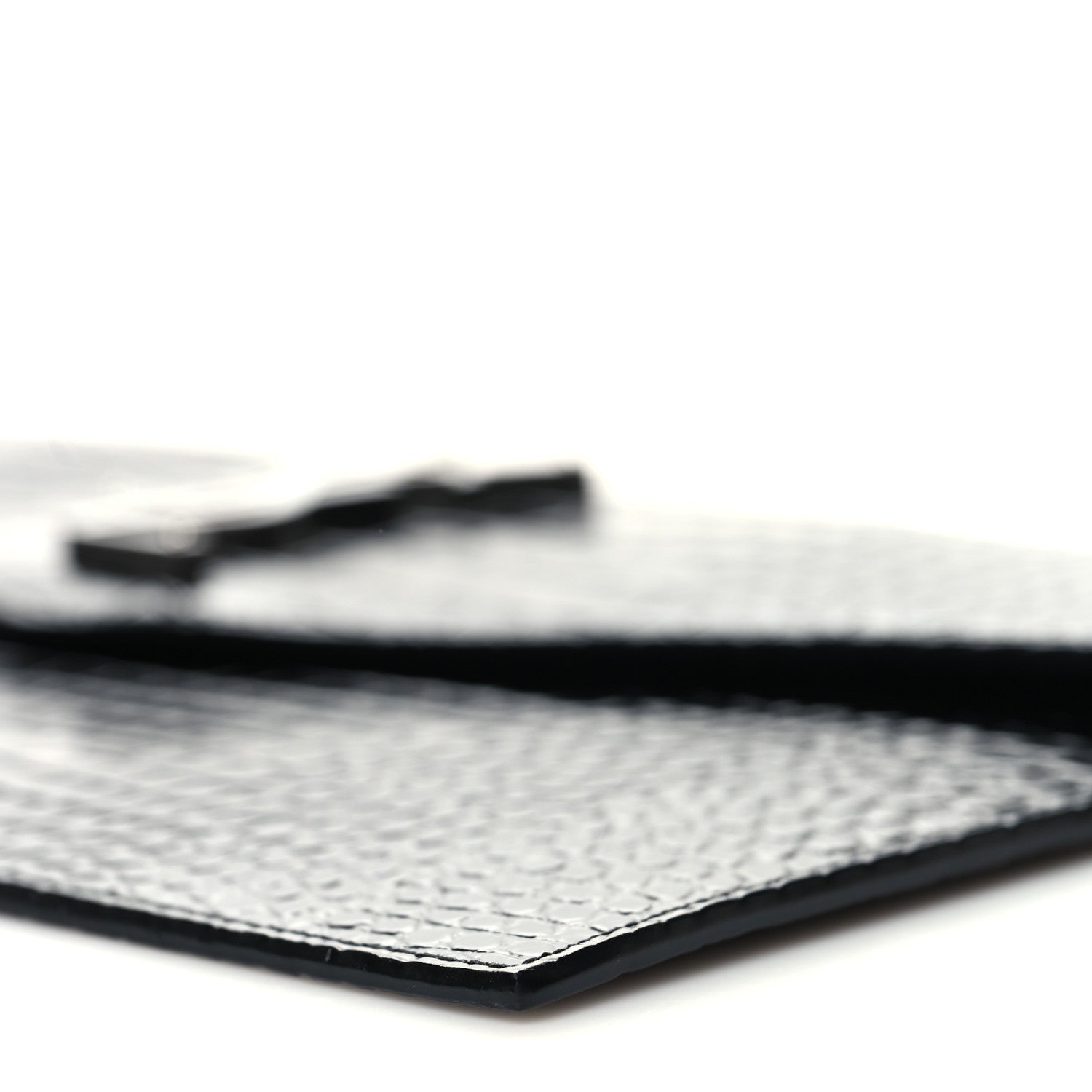 Saint Laurent Calfskin Crocodile Embossed Uptown Monogram Clutch Black 10 of 10