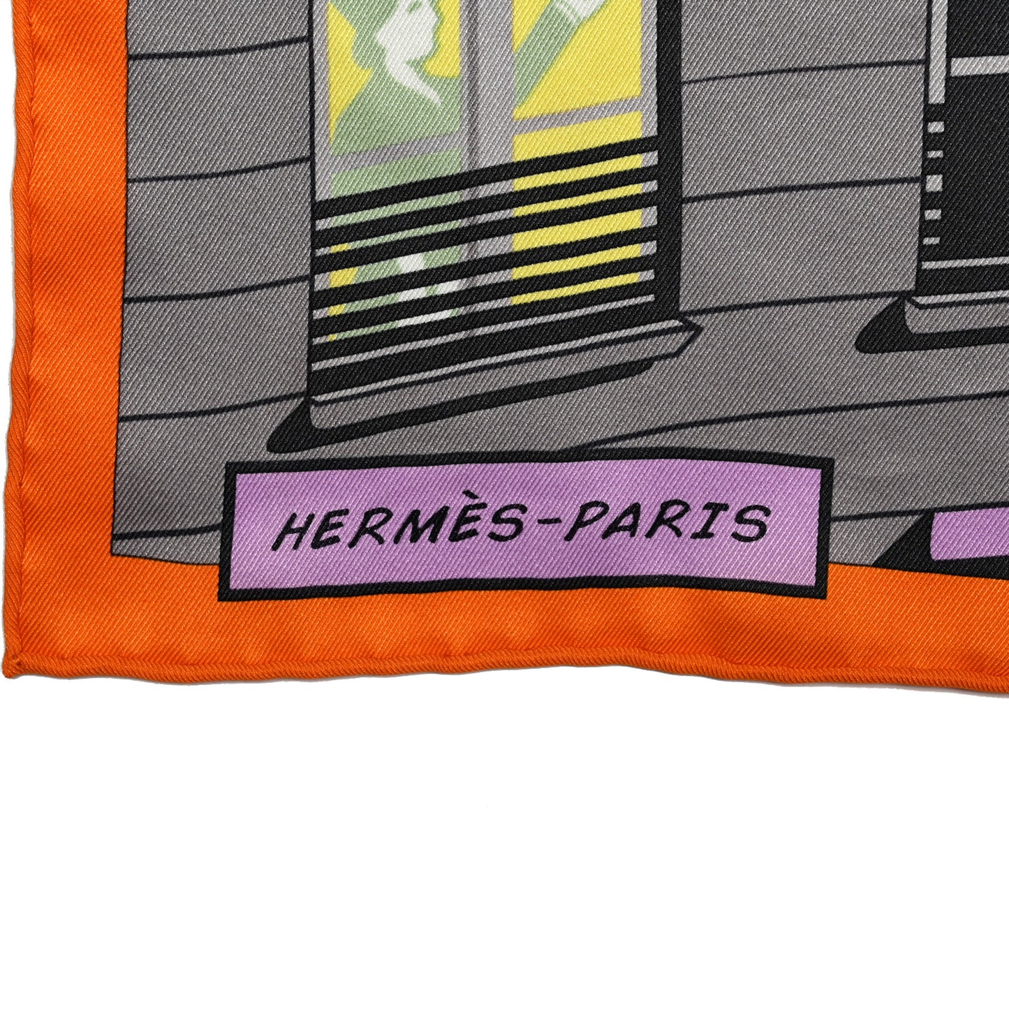 Silk Minuit Au Faubourg Scarf 70 Orange Gris Jaune