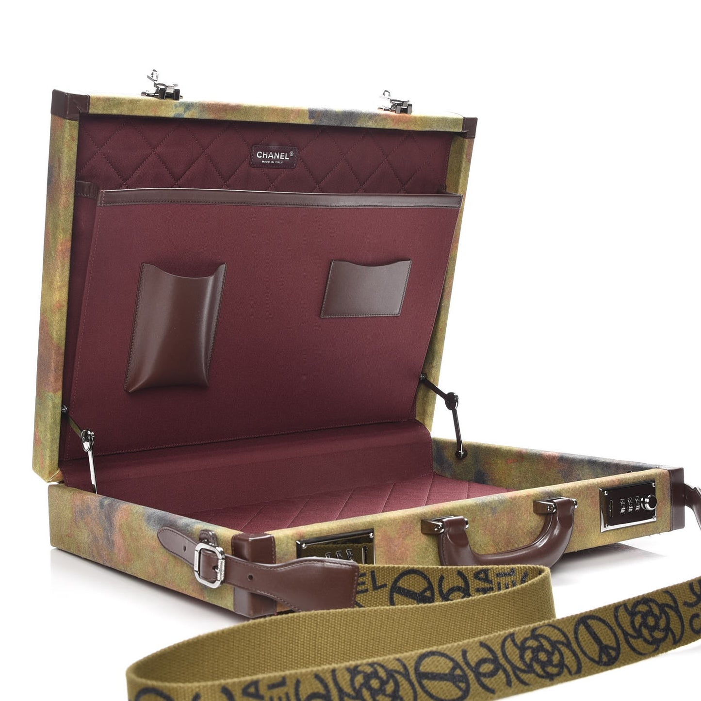 Washed Toile Graffiti On The Pavements Briefcase Khaki Multicolor
