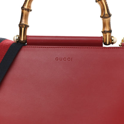 Gucci Nappa Bamboo Web Small Nymphaea Top Handle Bag Hibiscus Red 9 of 12