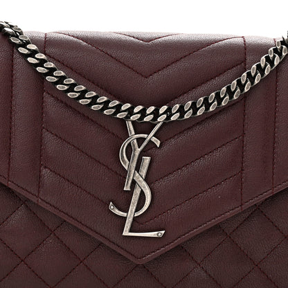 Saint Laurent Sheepskin Tri-Quilt Monogram Envelope Chain Wallet Burgundy 8 of 12
