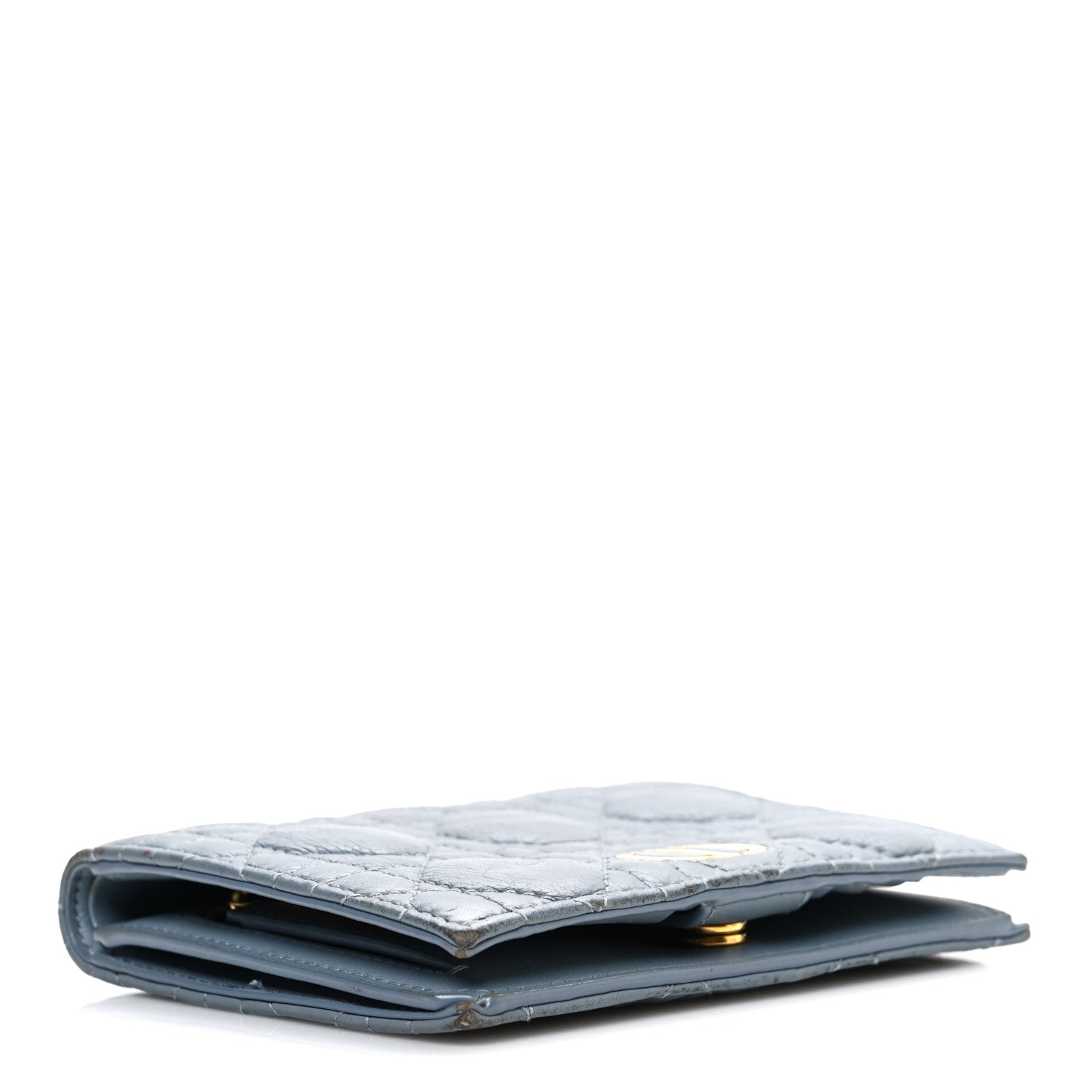 Christian Dior Supple Calfskin Cannage Caro Slim Wallet Cloud Blue 4 of 7