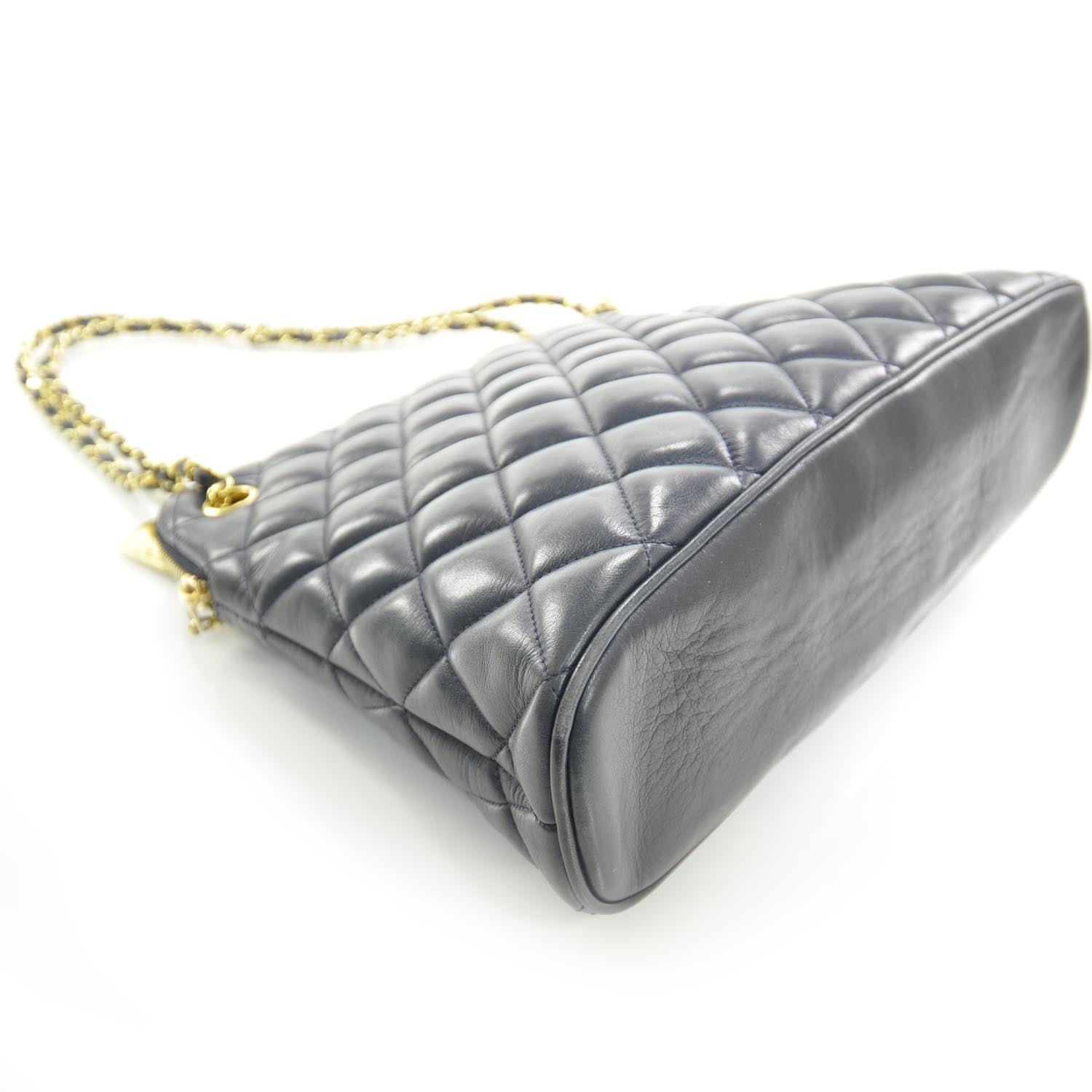 Chanel Lambskin Quilted Shoulder Bag Navy GHW 5 of 10