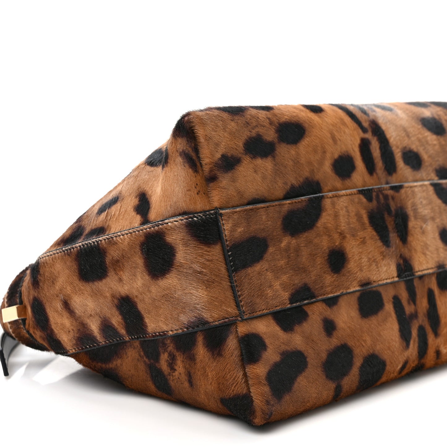 Calfskin Pony Hair Hug Shoulder Bag Beige Testo Di Moro Black