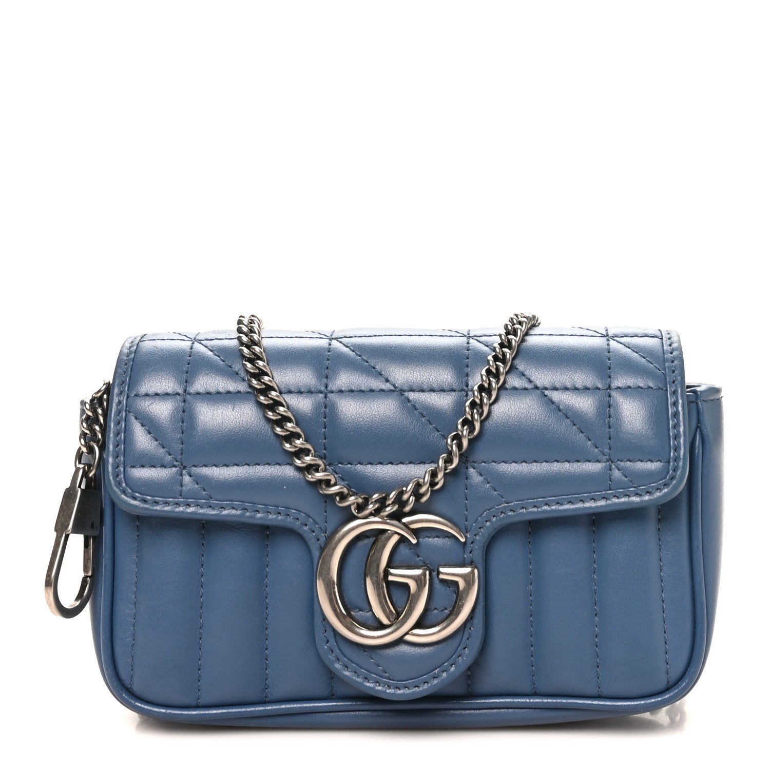 Gucci Calfskin Matelasse Aria Super Mini GG Marmont Shoulder Bag Clear Blue 1 of 10