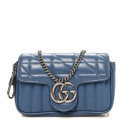 Gucci Calfskin Matelasse Aria Super Mini GG Marmont Shoulder Bag Clear Blue 1 of 10