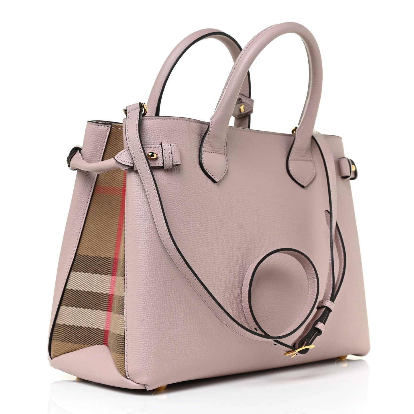 Derby Calfskin House Check Medium Banner Tote Pale Orchid