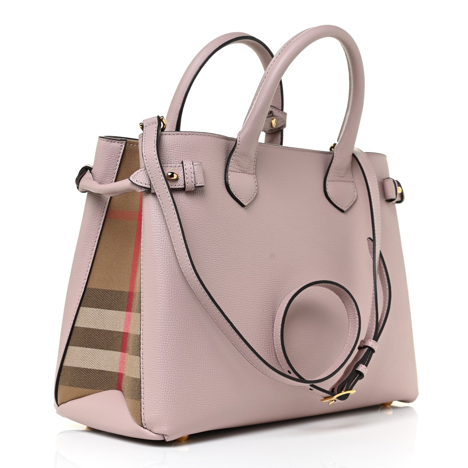 Burberry Derby Calfskin House Check Medium Banner Tote Pale Orchid 3 of 11
