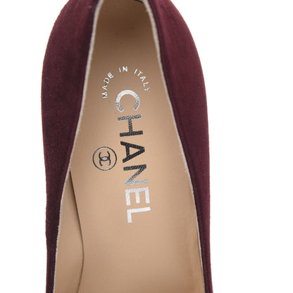 Chanel Suede Cap Toe CC Platform Pumps 36.5 Burgundy Brown 7 of 8