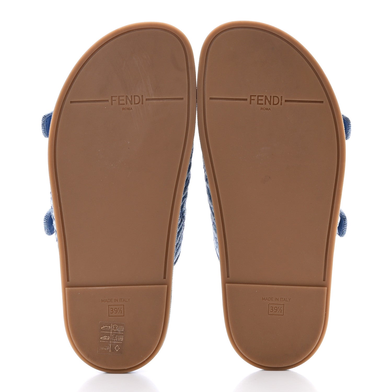 Fendi Denim Jacquard FF Womens Fendi Feel Buckled Slide Sandals 39.5 Blue 5 of 10