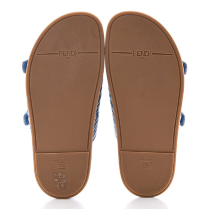 Fendi Denim Jacquard FF Womens Fendi Feel Buckled Slide Sandals 39.5 Blue 5 of 10