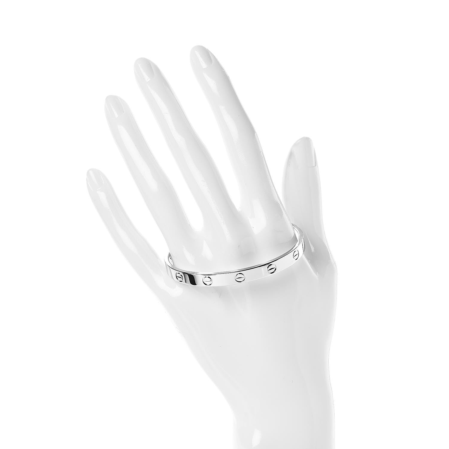Cartier 18K White Gold LOVE Cuff Bracelet 17 2 of 5