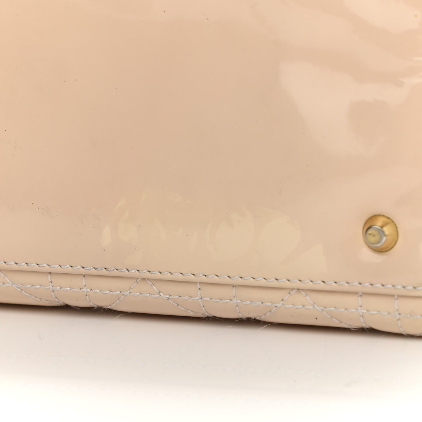 Patent Cannage Medium Lady Dior Beige