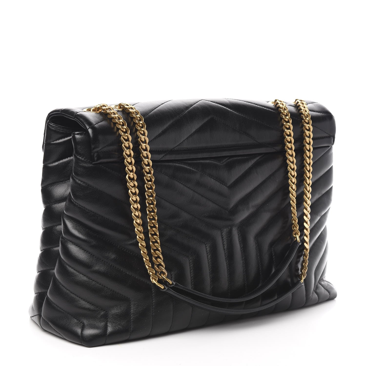 Saint Laurent Calfskin Y Quilted Monogram Large Loulou Chain Satchel Black 3 of 10