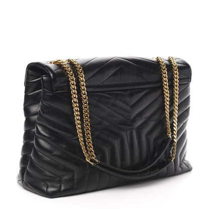 Saint Laurent Calfskin Y Quilted Monogram Large Loulou Chain Satchel Black 3 of 10