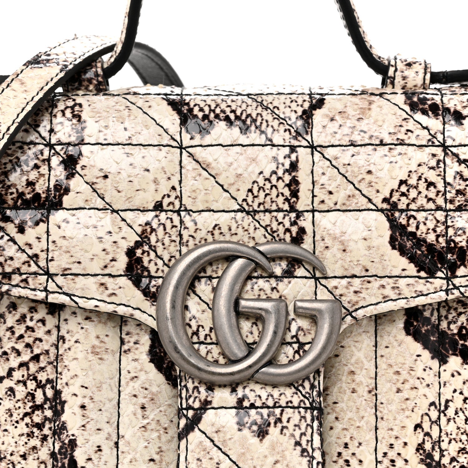Gucci Snakeskin Matelasse Aria Mini GG Marmont Top Handle Shoulder Bag Roccia 7 of 11