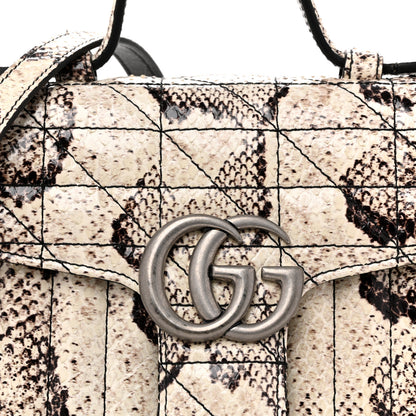 Gucci Snakeskin Matelasse Aria Mini GG Marmont Top Handle Shoulder Bag Roccia 7 of 11