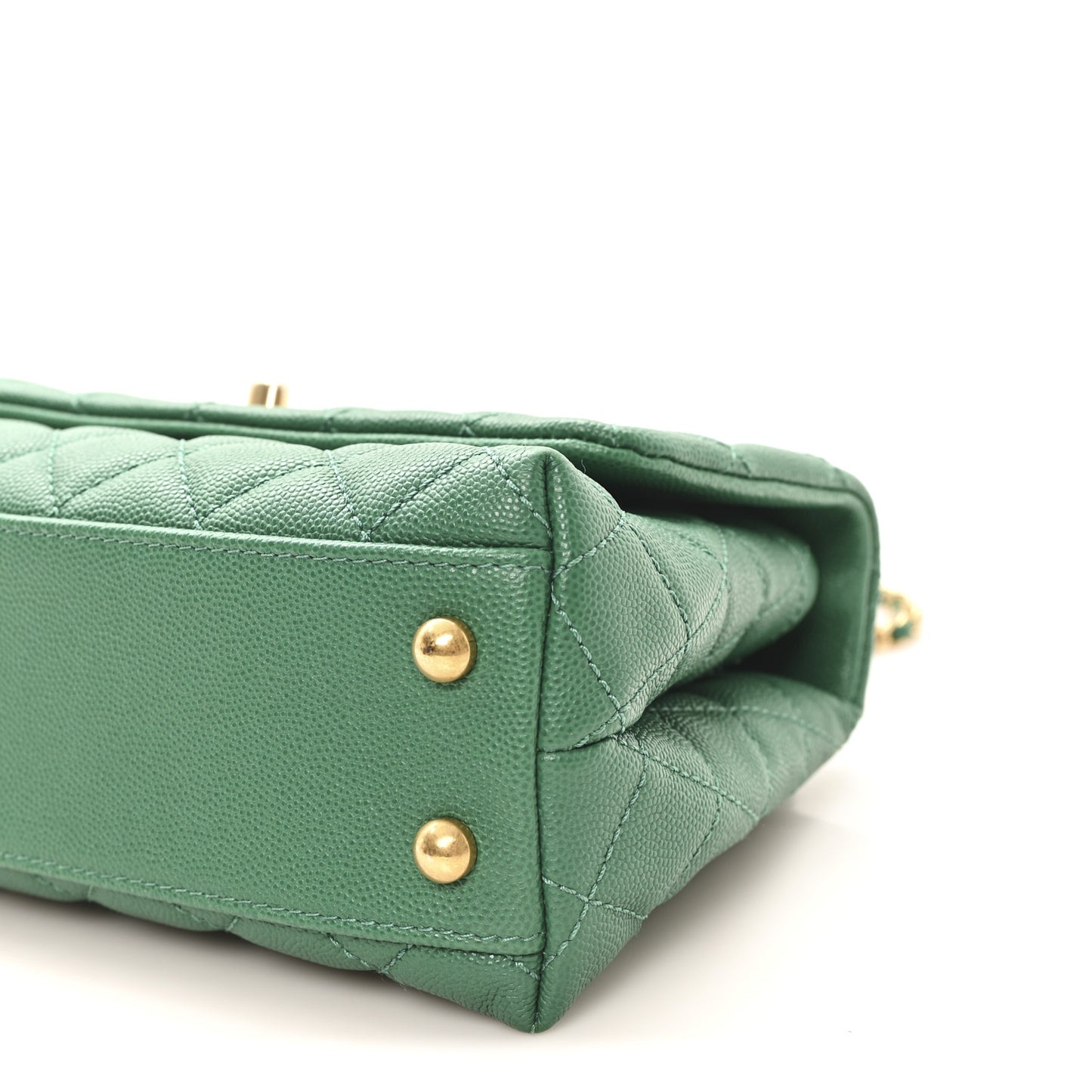 Caviar Quilted Mini Coco Handle Flap Green