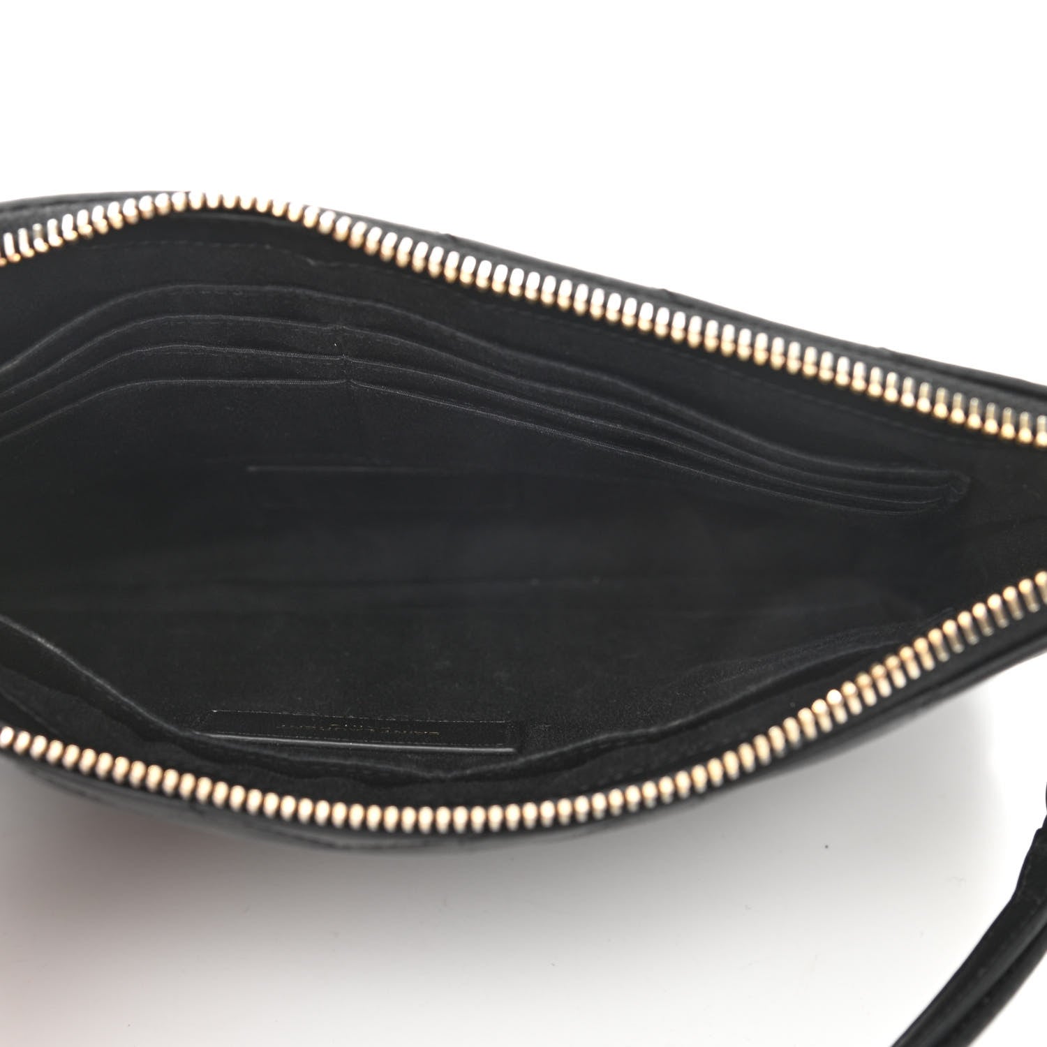 Saint Laurent Calfskin Matelasse Chevron Monogram A5 Wristlet Black 5 of 11
