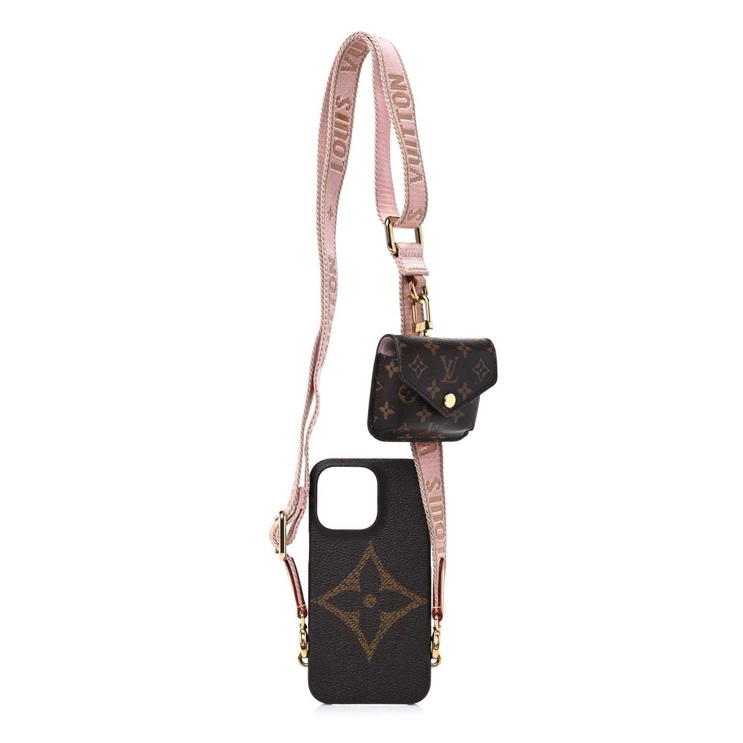 Louis Vuitton Monogram Bumper On Strap iPhone 13 Shoulder Strap Creme Pink 1 of 12