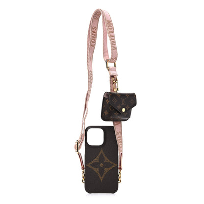 Louis Vuitton Monogram Bumper On Strap iPhone 13 Shoulder Strap Creme Pink 1 of 12
