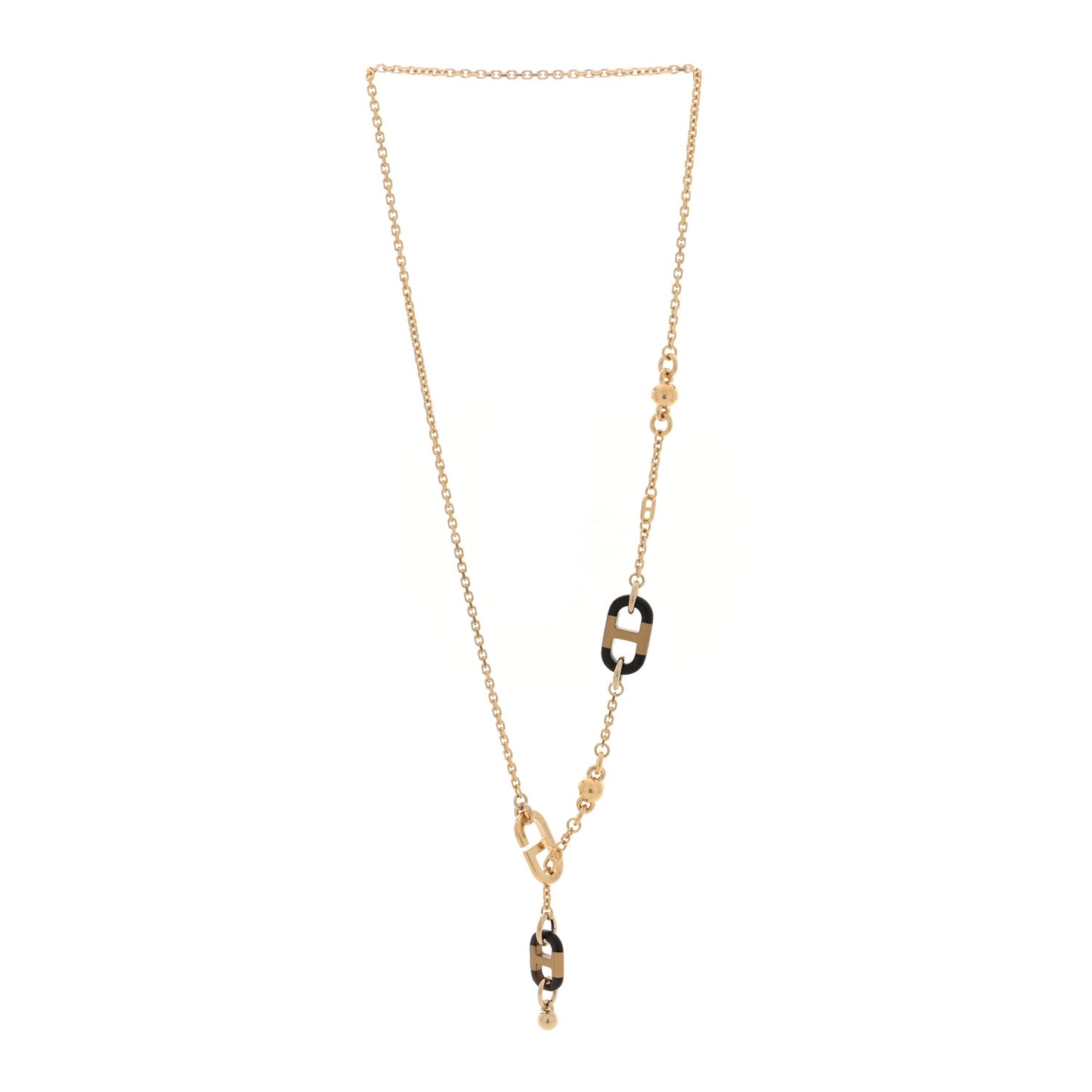 Lacquered Horn Permabrass Sur Mer Necklace Small Model Gold Black