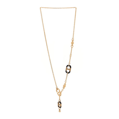 Hermes Lacquered Horn Permabrass Sur Mer Necklace Small Model Gold Black 5 of 12