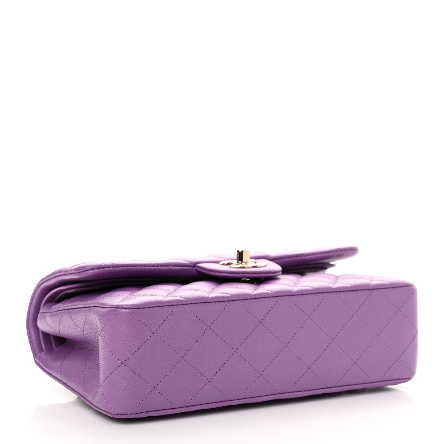 Caviar Quilted Small Double Flap Purple